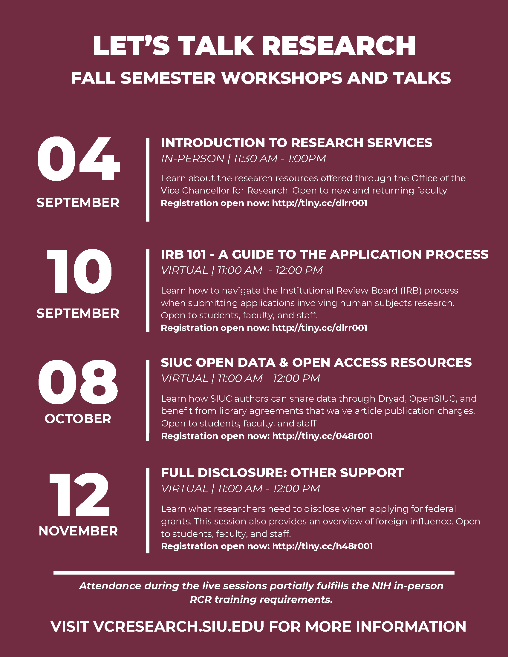 LTR Fall workshop flyer